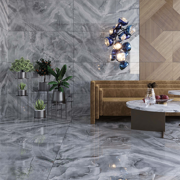 Carrelage sol/mur effet marbre gris OLBIA GREY 60 x 120 cm Full Lappato LIMCARO.