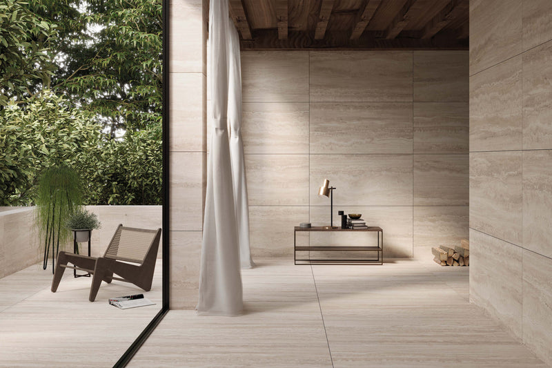 Carrelage sol / mur effet marbre travertin ASSOS l.60 x L.120 cm Mat LIMCARO