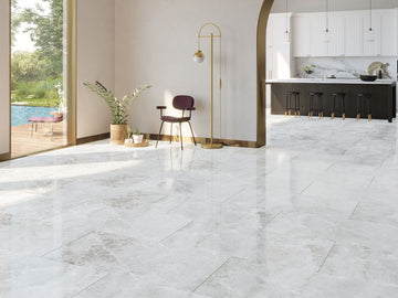 Carrelage sol / mur effet marbre blanc VANYA 60x120 cm Full Lappato LIMCARO, élégant et moderne.