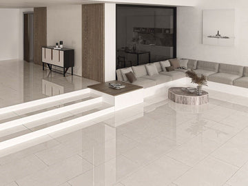 Carrelage sol/mur effet marbre Full Lappato MARFIL ROSSO, 60 x 120 cm, intérieur moderne.