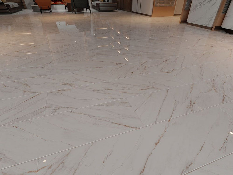 Marble effect tile for floor and wall, Full Lappato MELLOW GOLD, 60x120x0.7 cm, LIMCARO, covering 2.16 m2.