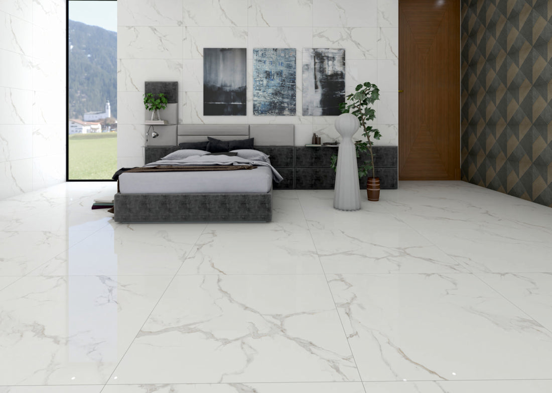 Carrelage sol / mur effet marbre ROME STATUARIO l.60 x L.120 cm  Brillant LIMCARO