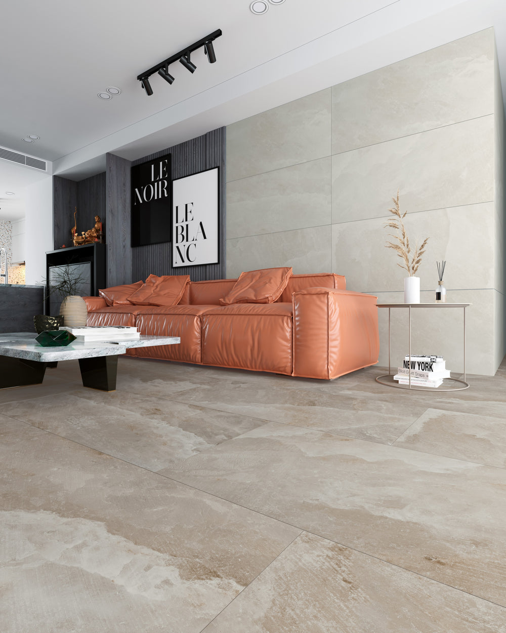 Carrelage sol / mur effet pierre SALT CAVE ALMOND l.60 x L.120 cm Mat LIMCARO