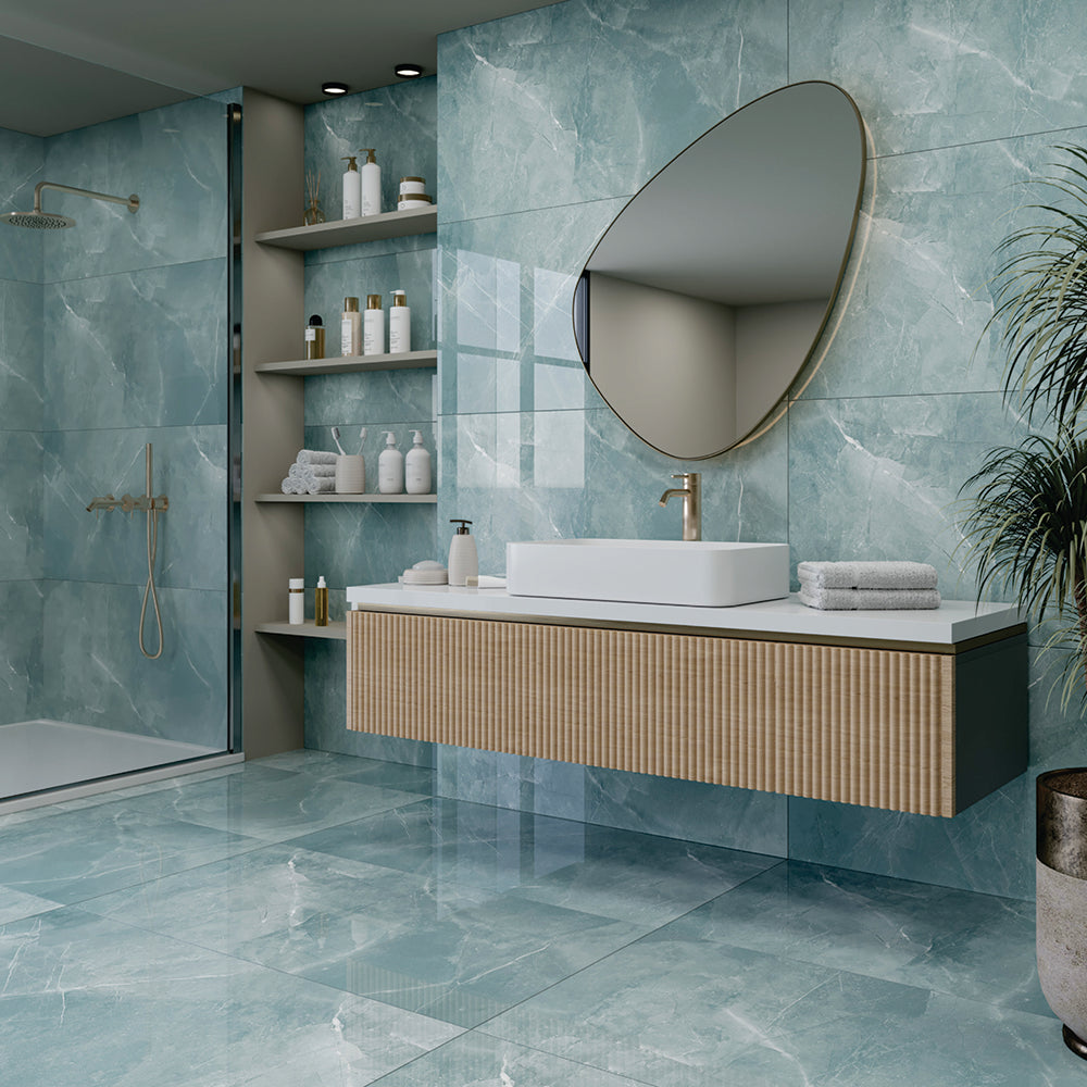Carrelage sol / mur effet marbre ARMANI AQUA l.60 x L.120 cm Brillant LIMCARO