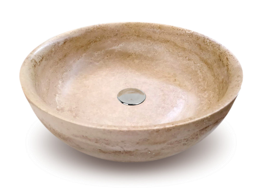 Vasque à poser en pierre naturelle ASSISI Ø38 cm – LIMCARO