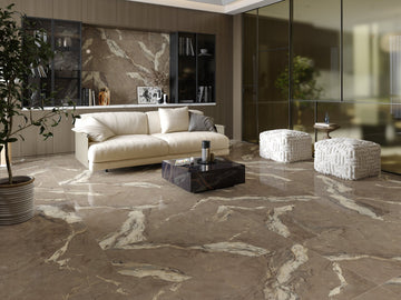 Carrelage sol / mur effet marbre BERRY BROWN l.60 x L.120 cm LIMCARO - LIMCARO FRANCE