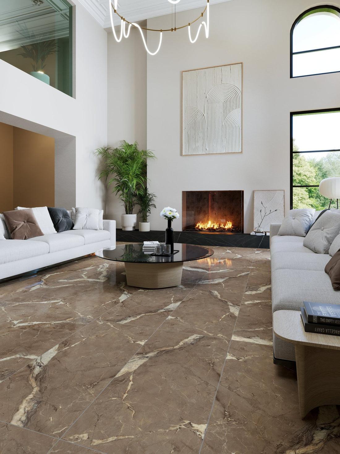 Carrelage sol / mur effet marbre BERRY BROWN l.60 x L.120 cm LIMCARO - LIMCARO FRANCE