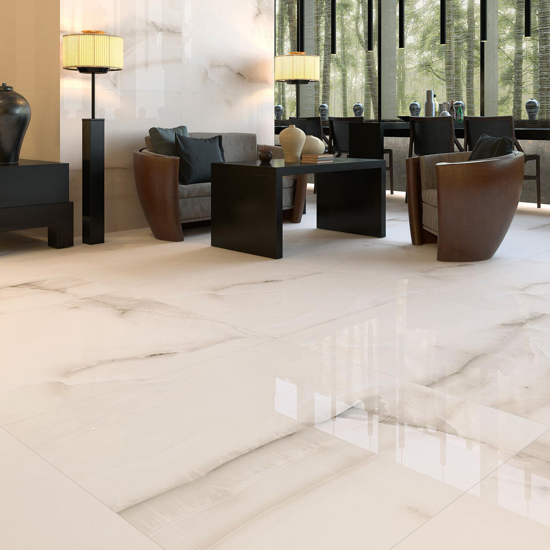 Carrelage sol / mur effet marbre blanc MIA YENI l.60 x L.120 cm Full Lappato LIMCARO (paquet de 2.16 m2) - LIMCARO FRANCE