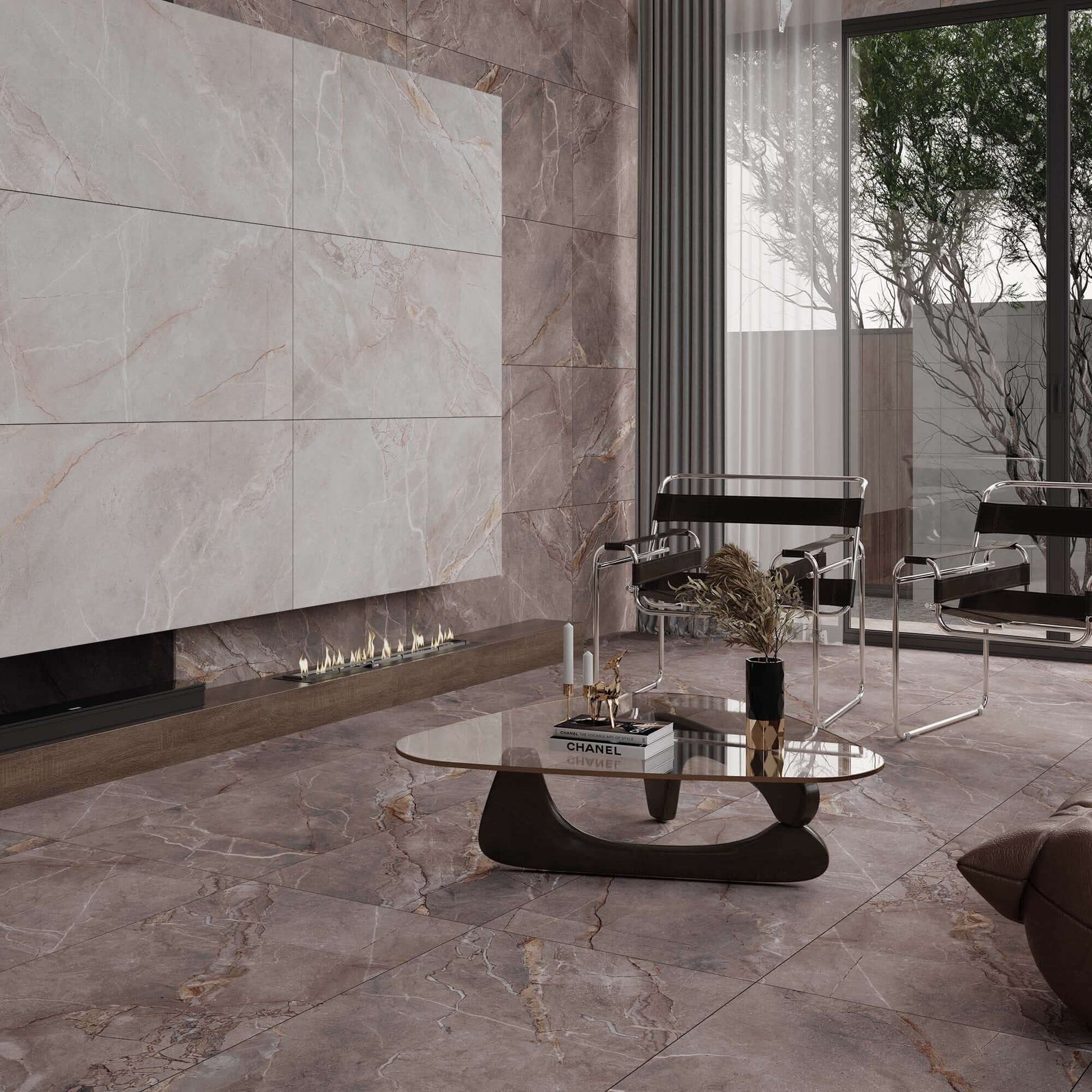 Carrelage sol / mur effet marbre MADRAN MINK l.60 x L.120 cm Mat LIMCARO - LIMCARO FRANCE