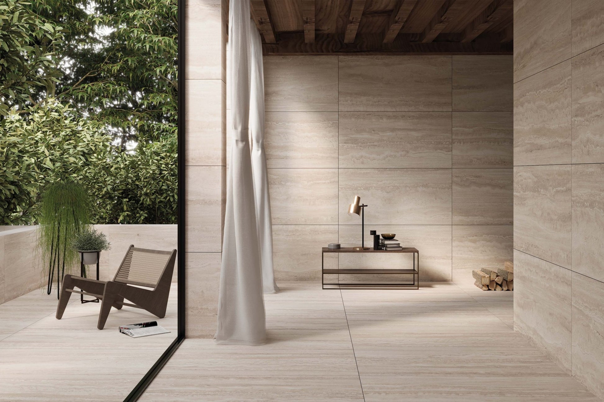 Carrelage sol / mur effet marbre travertin ASSOS l.60 x L.120 cm Mat LIMCARO - LIMCARO FRANCE