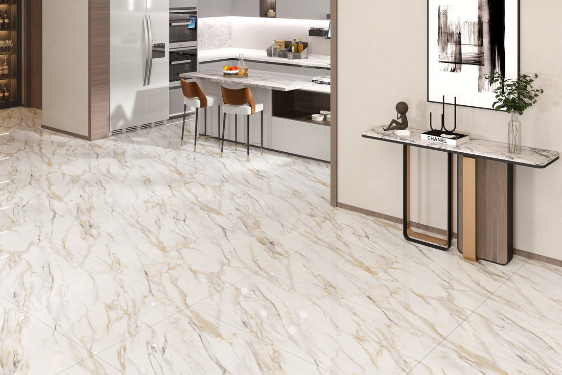 Carrelage sol / mur effet ZEBRINO GOLD l.60X L.120 cm Glossy LIMCARO - LIMCARO FRANCE