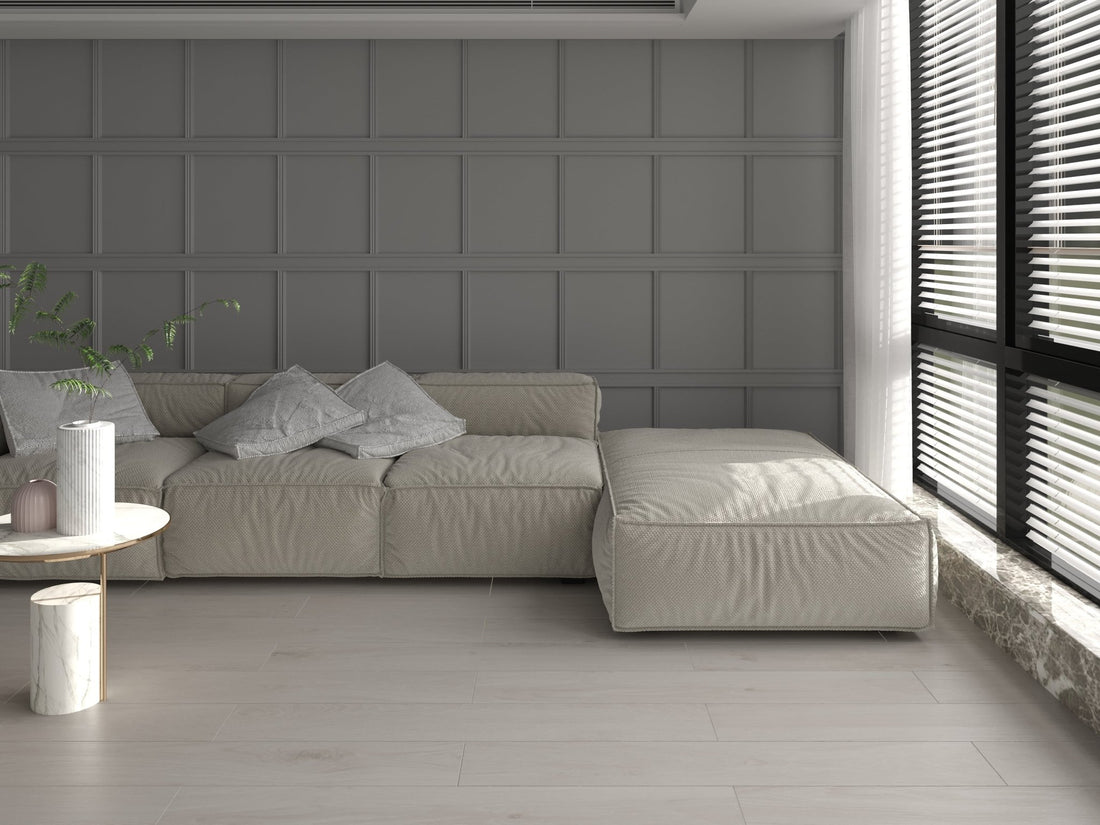 Carrelage sol/mur effet bois naturel Mat NOVILON GRIS l.20 x L.120 x 0,7 cm LIMCARO (paquet de 1.92 m2) - LIMCARO FRANCE