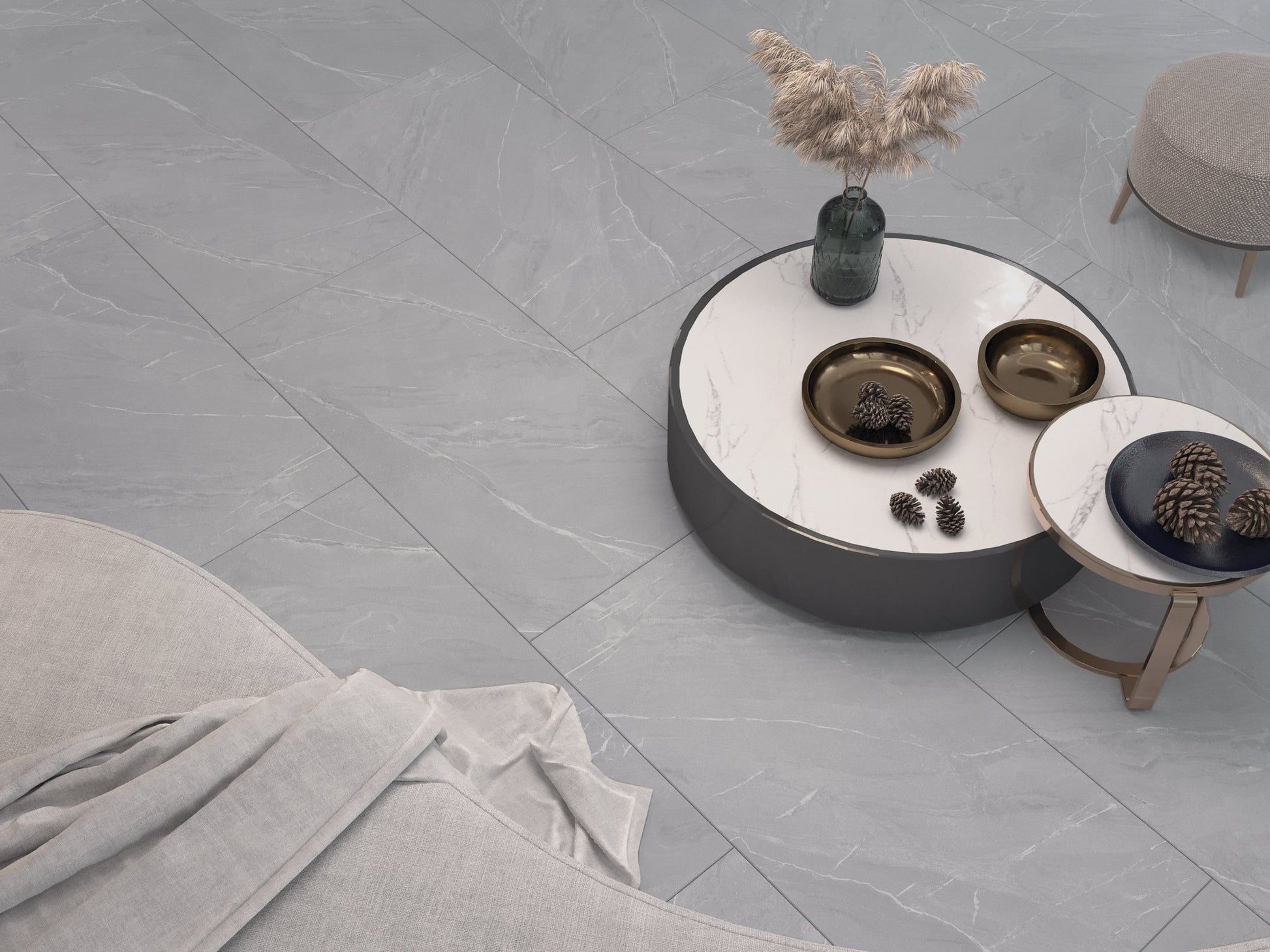 Carrelage sol/mur effet marbre Mat LAGOM GREY l.60 x L.120 x 0,7 cm LIMCARO (paquet de 2.16 m2) - LIMCARO FRANCE