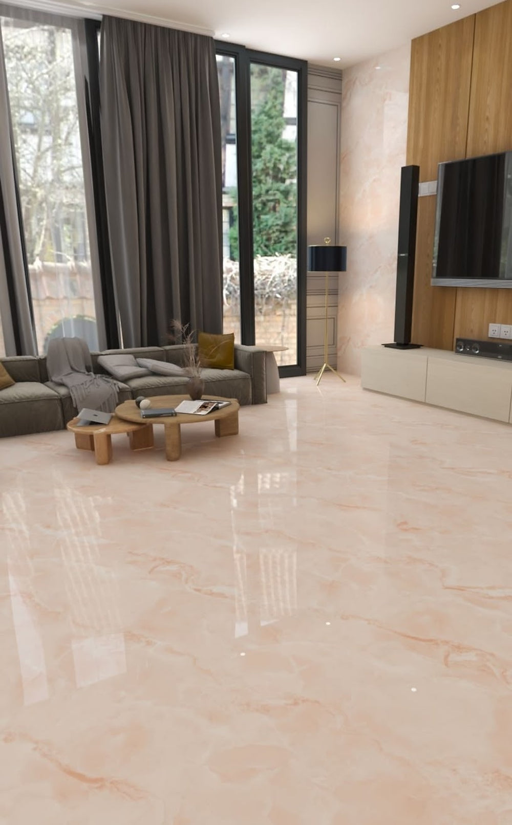 Carrelage sol / mur effet onyx EDONYX ROSES ROSE l.60 x L.120 cm Brillant LIMCARO
