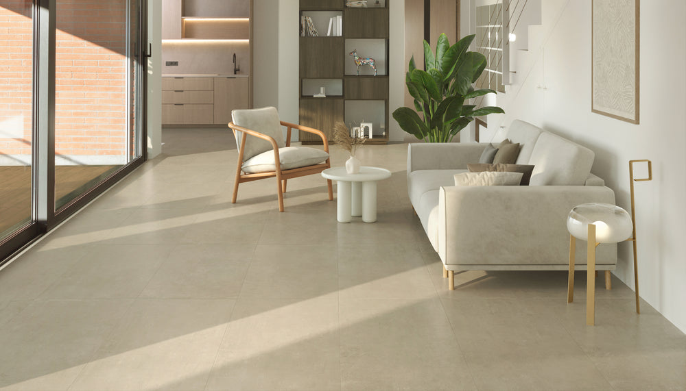 Carrelage sol / mur effet béton FABBRICA BEIGE l.60 x L.120 cm Mat LIMCARO