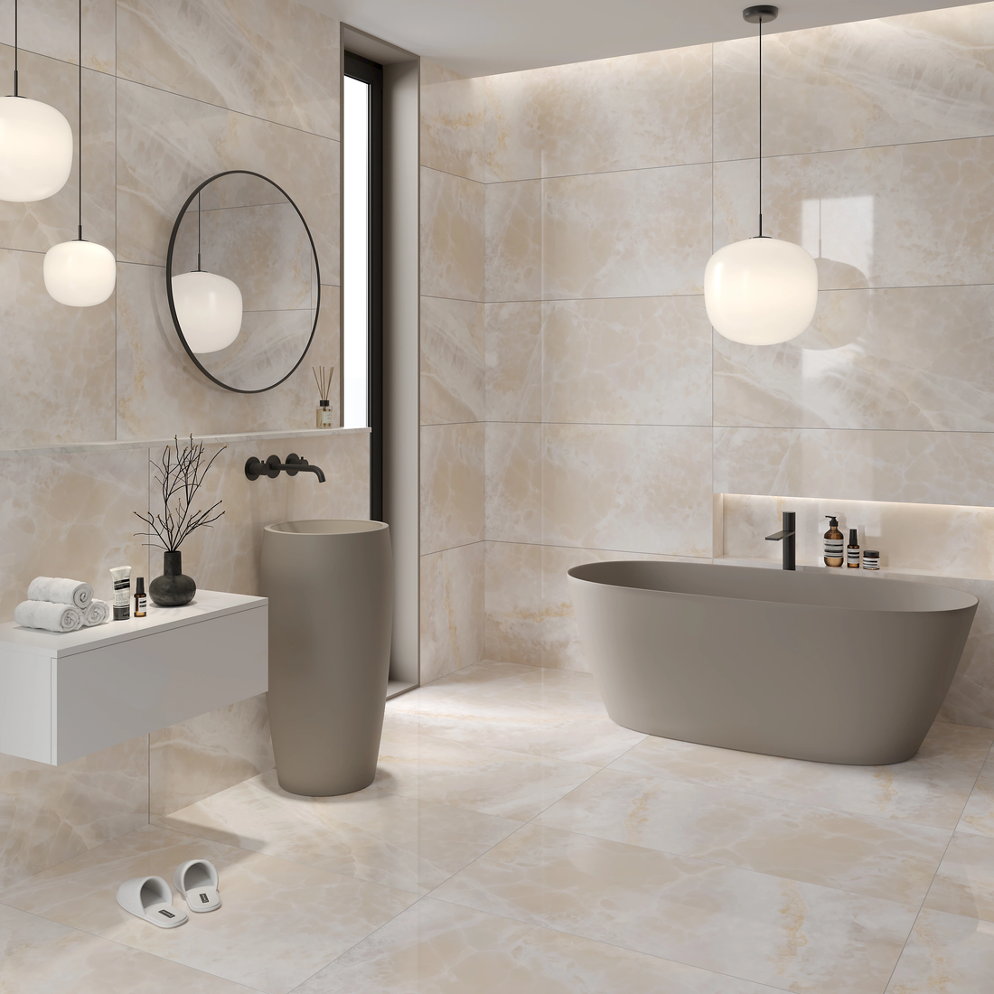 Carrelage sol / mur effet onyx ONYX SUNRISE l.60 x L.120 cm Brillant LIMCARO