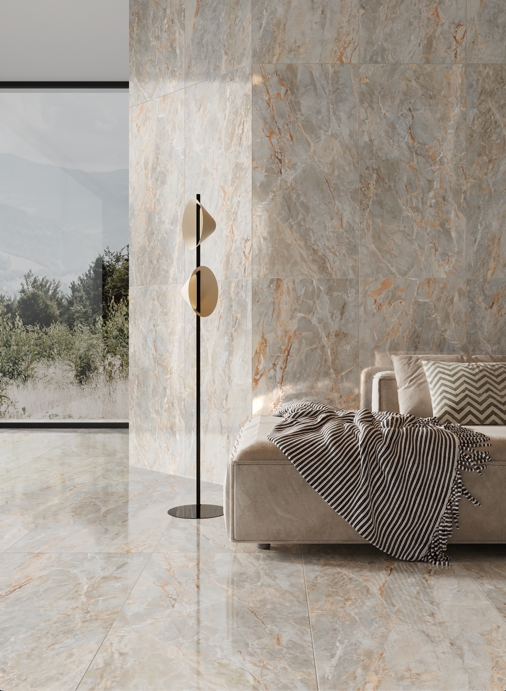 Carrelage sol / mur effet marbre SARRANCOLIN LIGHT l.60 x L.120 cm Brillant LIMCARO