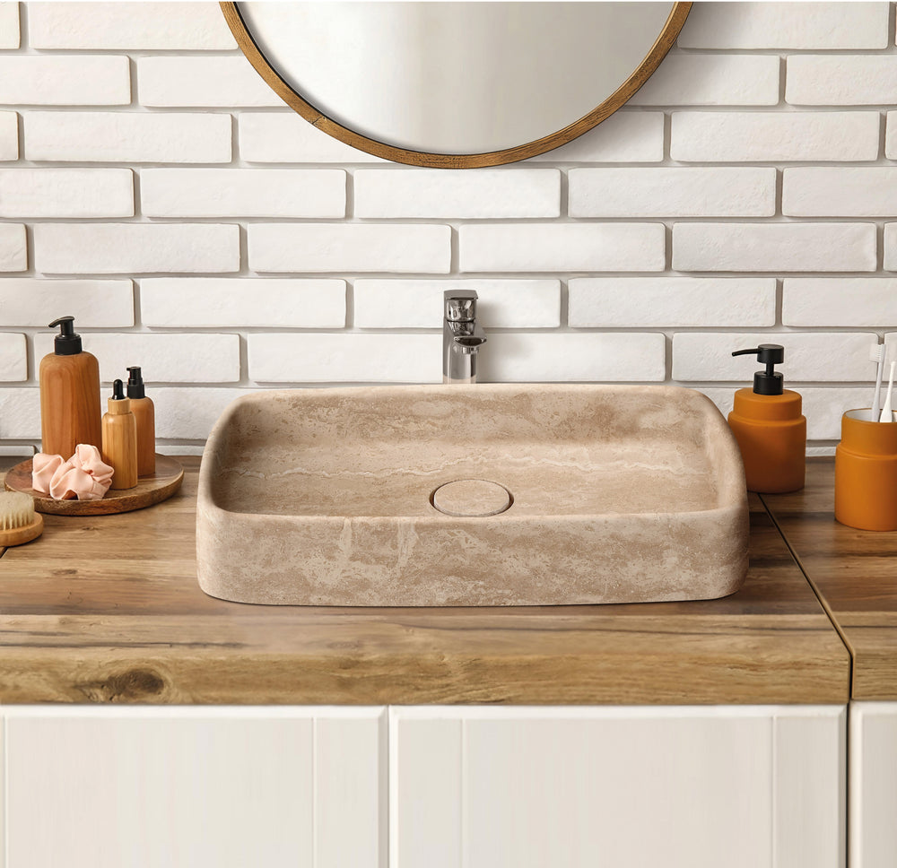 Vasque à poser en pierre naturelle BOLOGNA 58 x 34,61 cm – LIMCARO